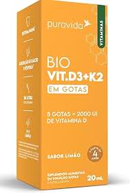 Bio Vit.D3+K2 (Vitamina D3+K2) Liquida de 20 ml Sabor de Limão-PuraVida