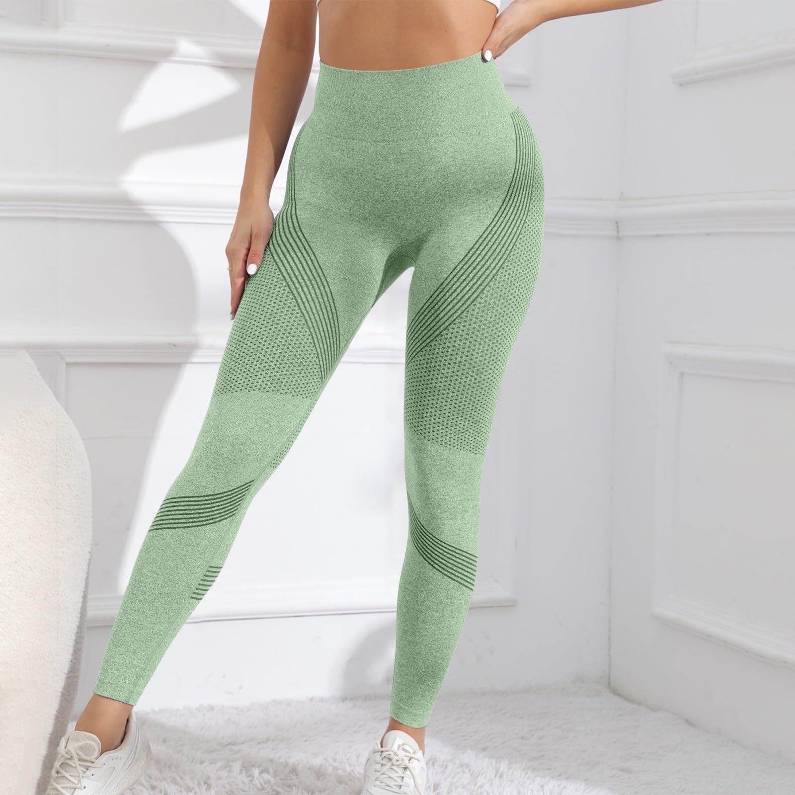 Leggings da palestra da donna a compressione 3D per sollevamento del sedere, leggings da corsa anticellulite controllo della pancia a vita alta leggings sportivi scrunch bums legging senza cuciture