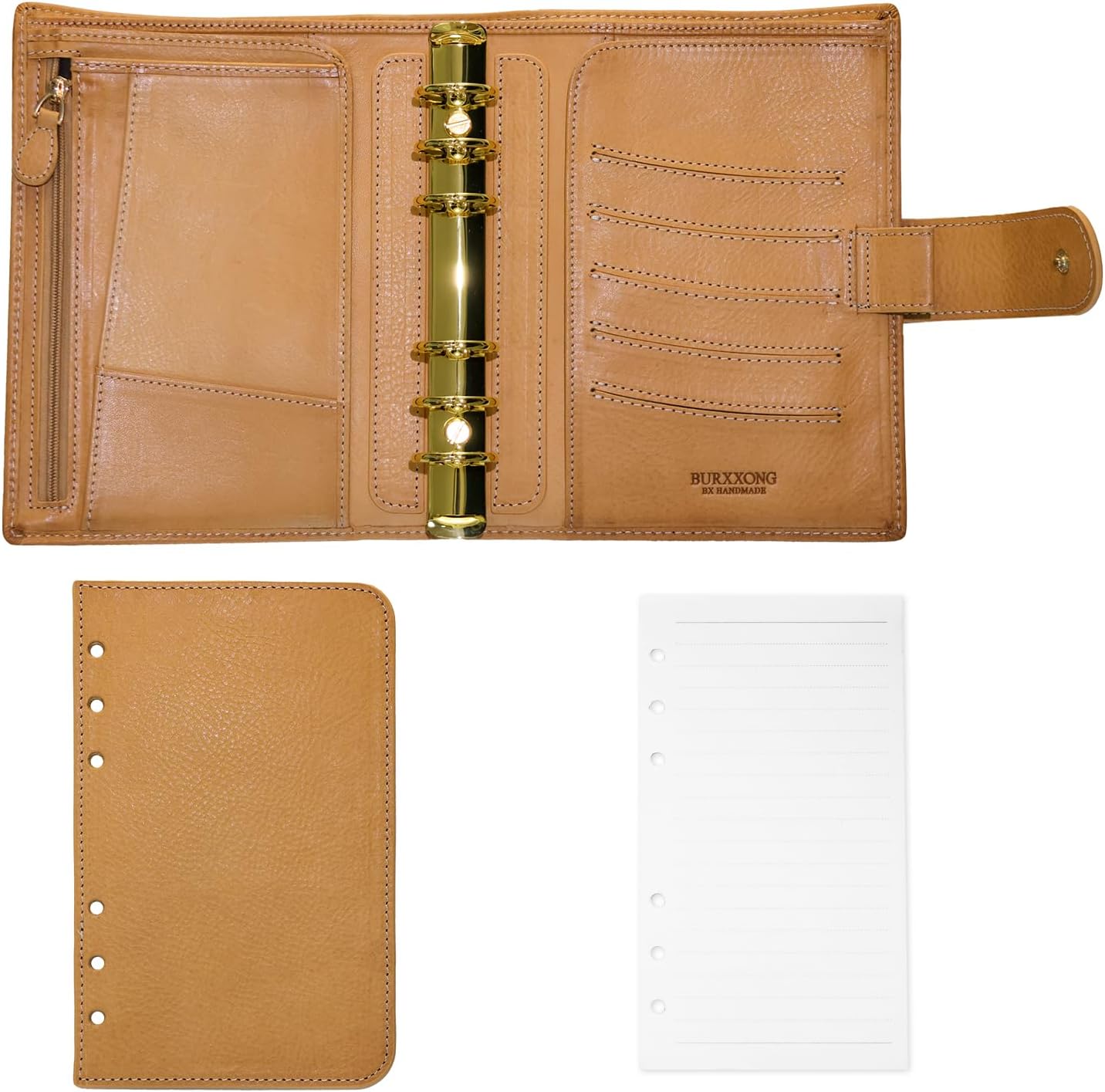 A6 Personal XL Organizer Minerva Box Genuine Leather Journal Notebook,Stalogy Rings Planner Pocket size Notebook with 25MM Binder Mini Agenda Diary (Original color)