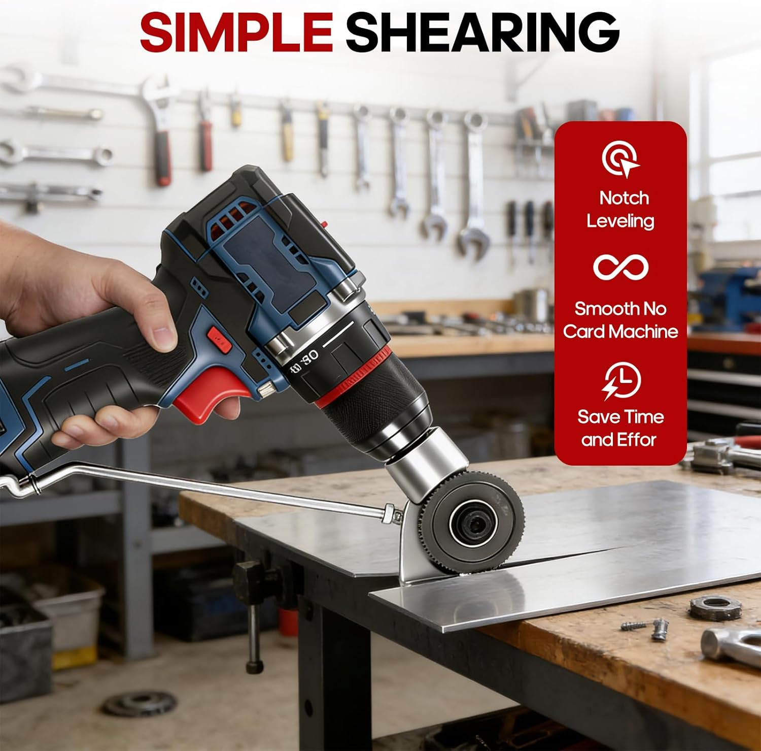 Metal Nibbler Drill Attachment – Turn Your Power Drill into a Precision Sheet Metal Cutter, Double-Cut Design for Fast, Clean Cuts on Steel, Aluminum & Roofing Panels
