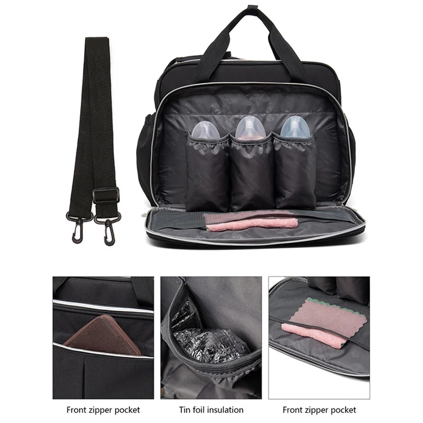 Mama-Tasche, große Kapazität, Wickeltasche, graue Handtasche for Mutter, Kinder, Wickeltasche, Umstandstaschen, Kinder-Kinderwagen-Tasche(2)