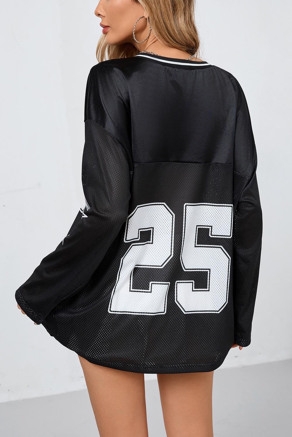 SOLY HUX Women's Long Sleeve Jersey Shirts V Neck Number Graphic T-Shirt Y2k Crop Tops Streetwear - Image 2