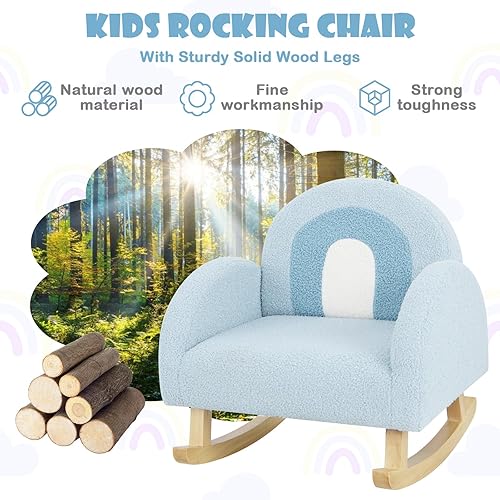 Miniatura 9 de Sofá Infantil INFANS, Silla Balancín para Niños Pequeños con Estructura de Madera Sólida, Diseño Antivuelco, Tela de Felpa, Sillón para Niños