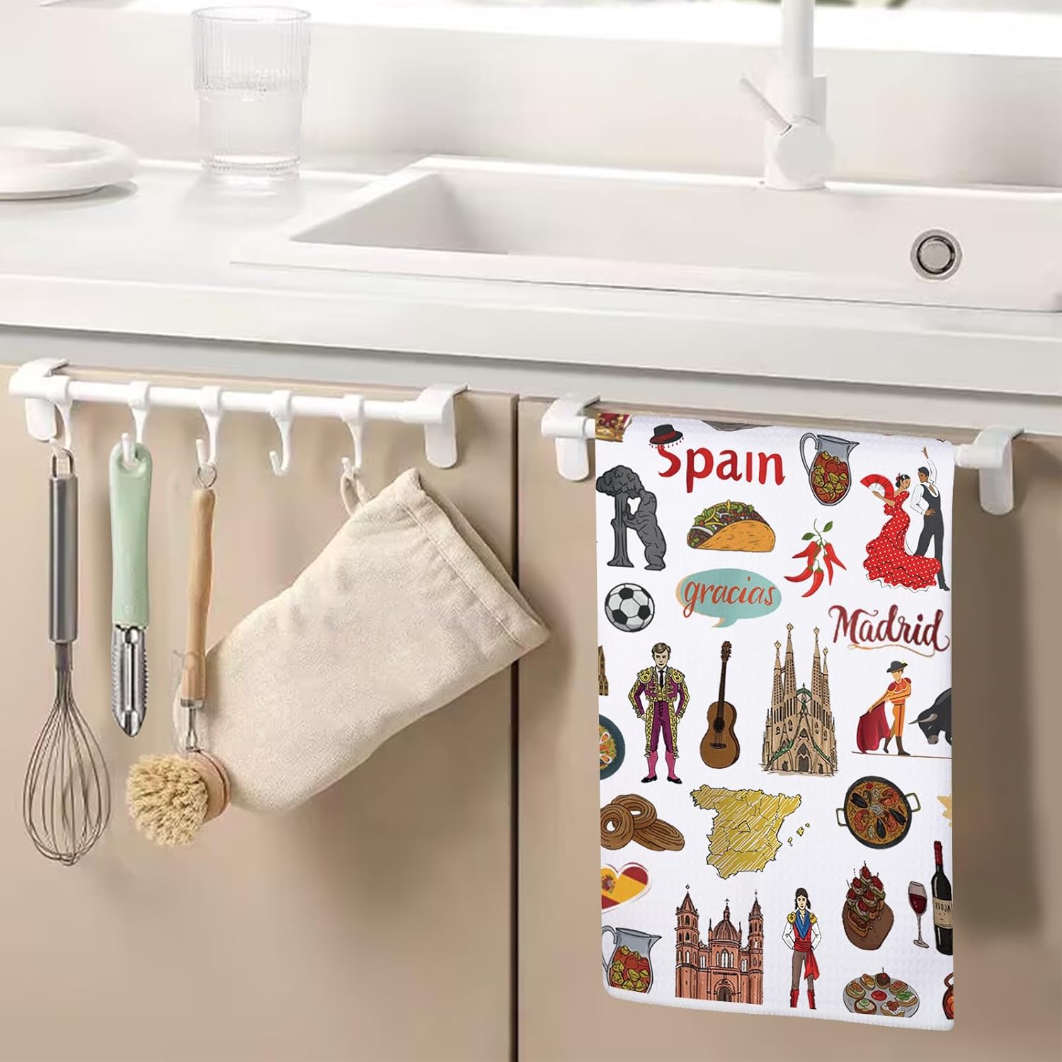 WSNANG Spain Kitchen Towel Spain Trip Lover Gift Spain Souvenir Gift Spain Housewarming Gift Tea Towel (Spain Towel2) - Image 4