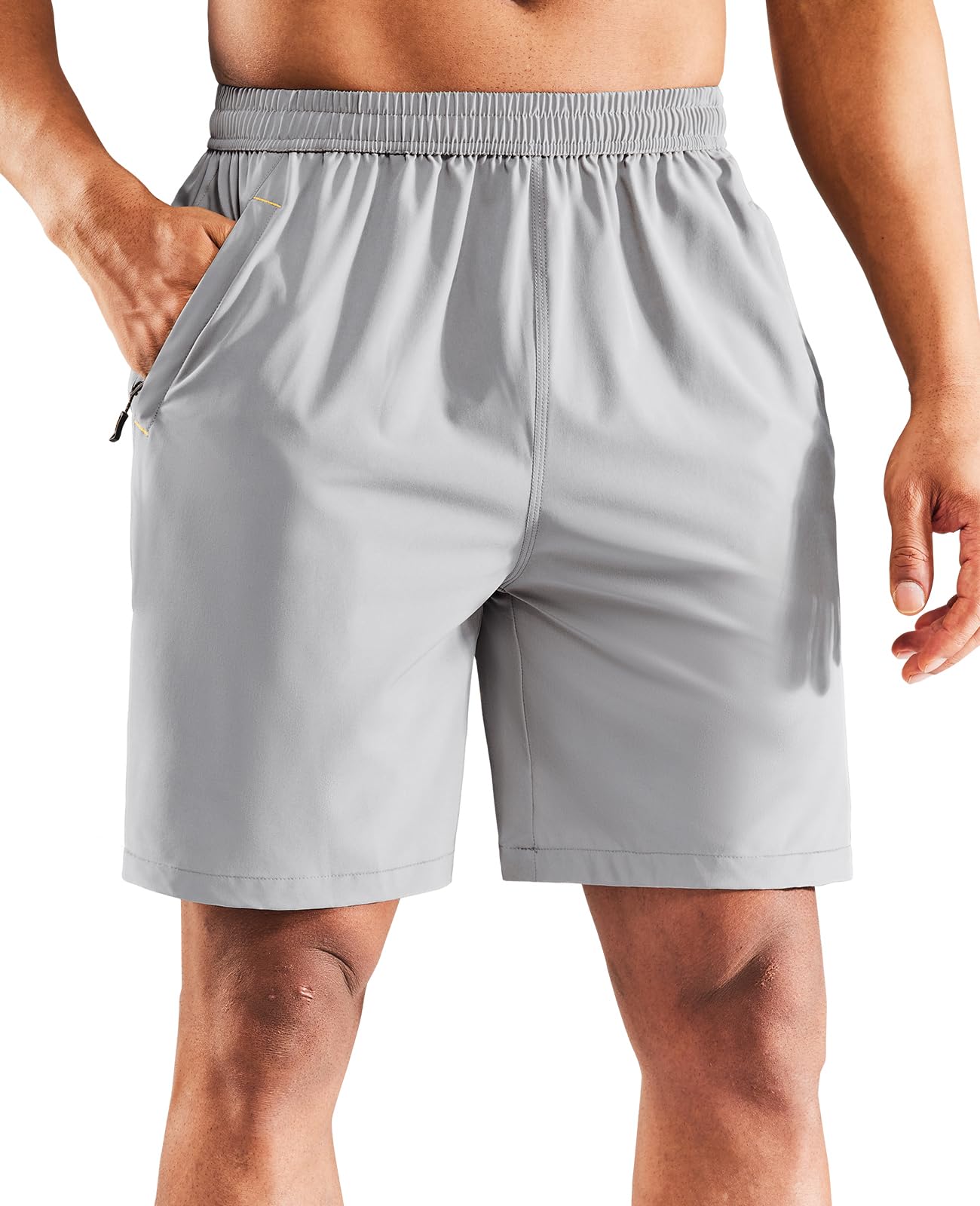 MIER Men's 7 Inch Athletic Shorts with 3 Zipper Pockets, Dry Fit