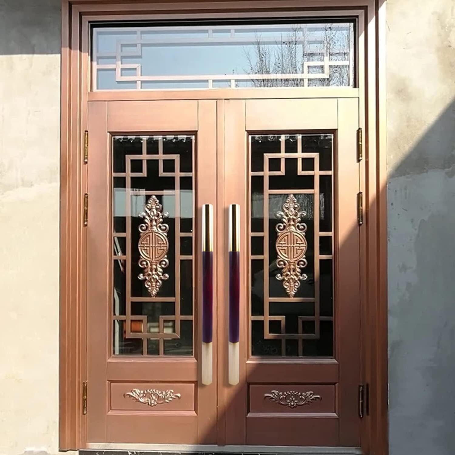 Door Handle Sliding Door Handles Replacement,Double Sided Barn Door Handle Set for Glass/Wood/Metal Doors,Wooden and Stainless Steel Round Tube/60Cm/23.6In