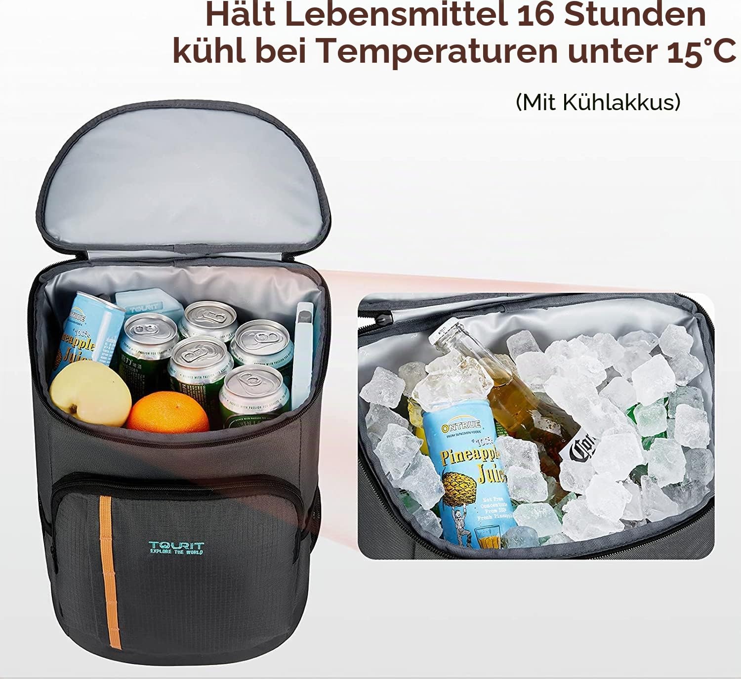 TOURIT Kühler Rucksack 28L mit Flaschenöffner