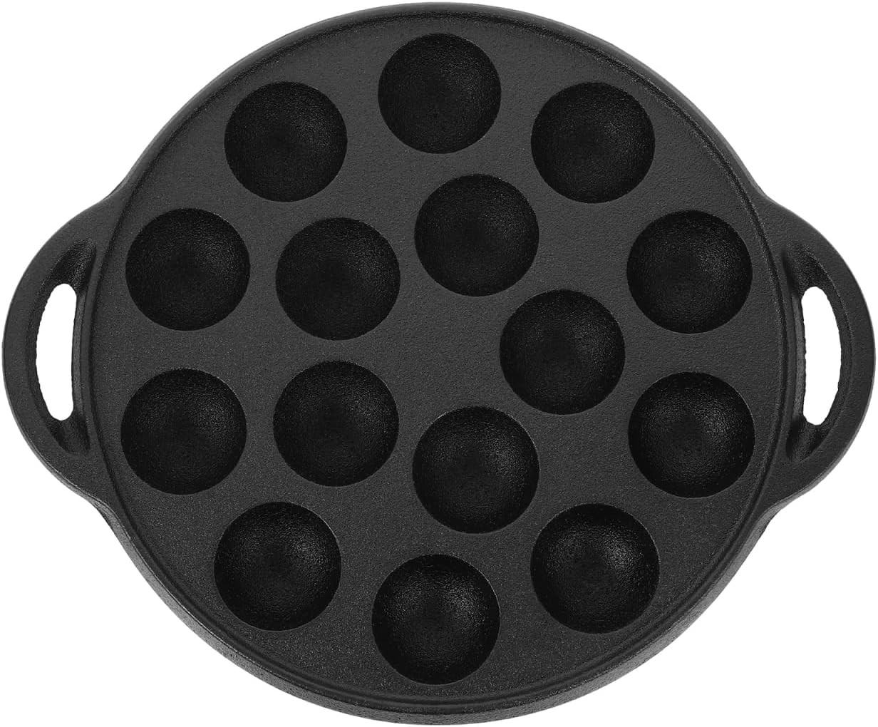 Hemoton Cast Iron Snail Pan with 15 Holes Thickened Nonstick Takoyaki Grill Pan for Meatballs and Escargot Cooking 10.2X8.7 Inch Kitchen Frying