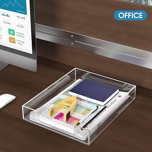 Miniatura 6 de MaxGear - Juego de 2 bandejas de baño de madera, bandeja de inodoro y bandeja de acrílico para cartas, bandeja de escritorio, bandeja de papel,