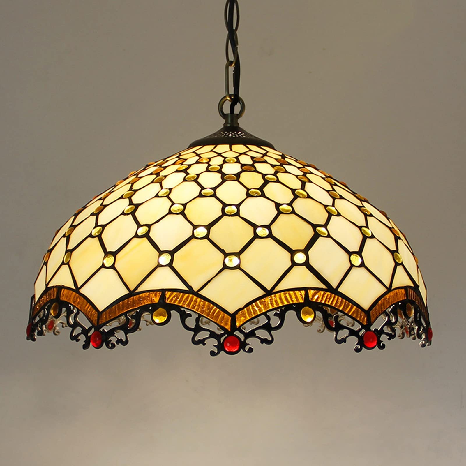 Plafonnier LED E27 Tiffany pour salon et chambre lumière chaleureuse