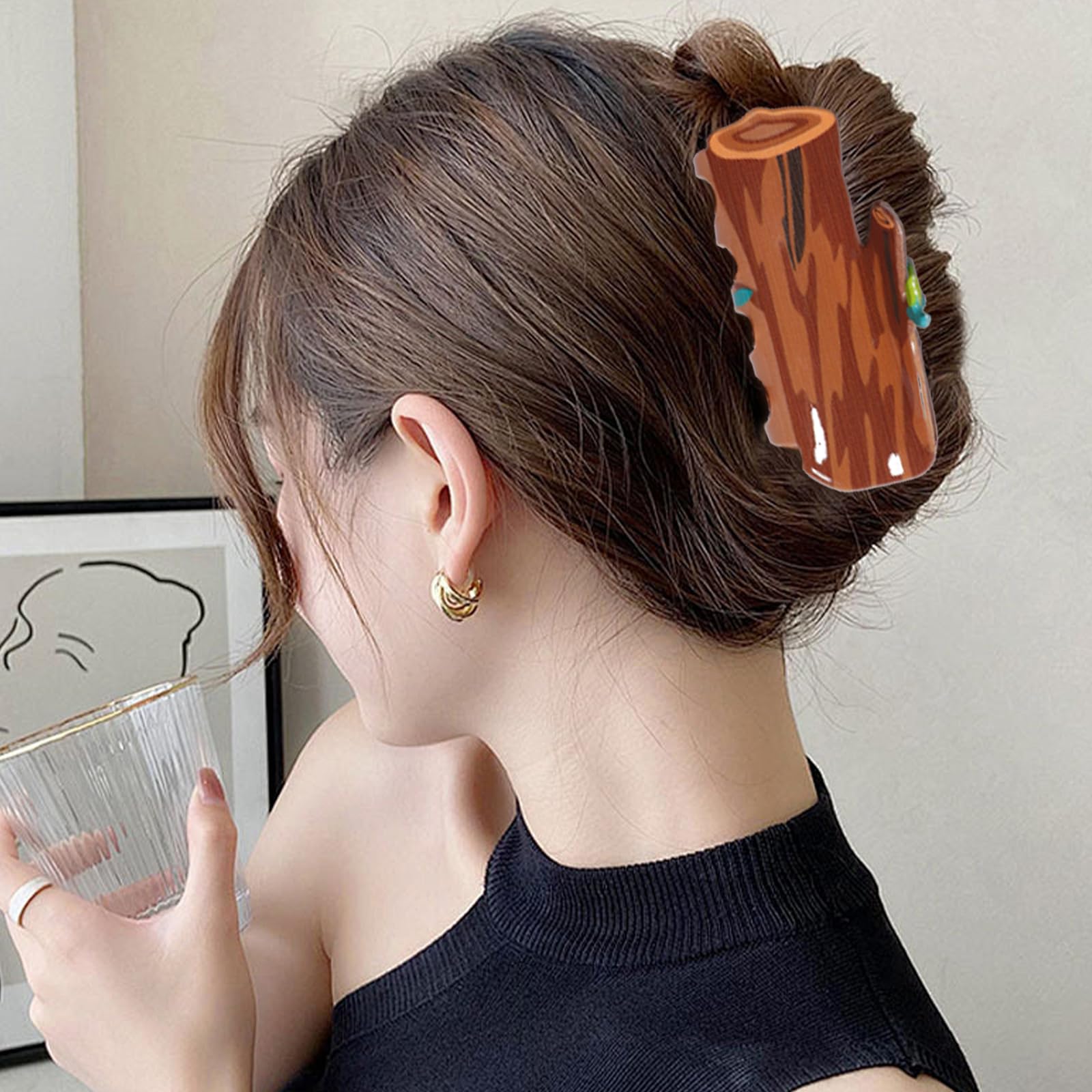 Amazon.co.jp: ツリースタンプヘアクリップ ブラウンウッド バンス