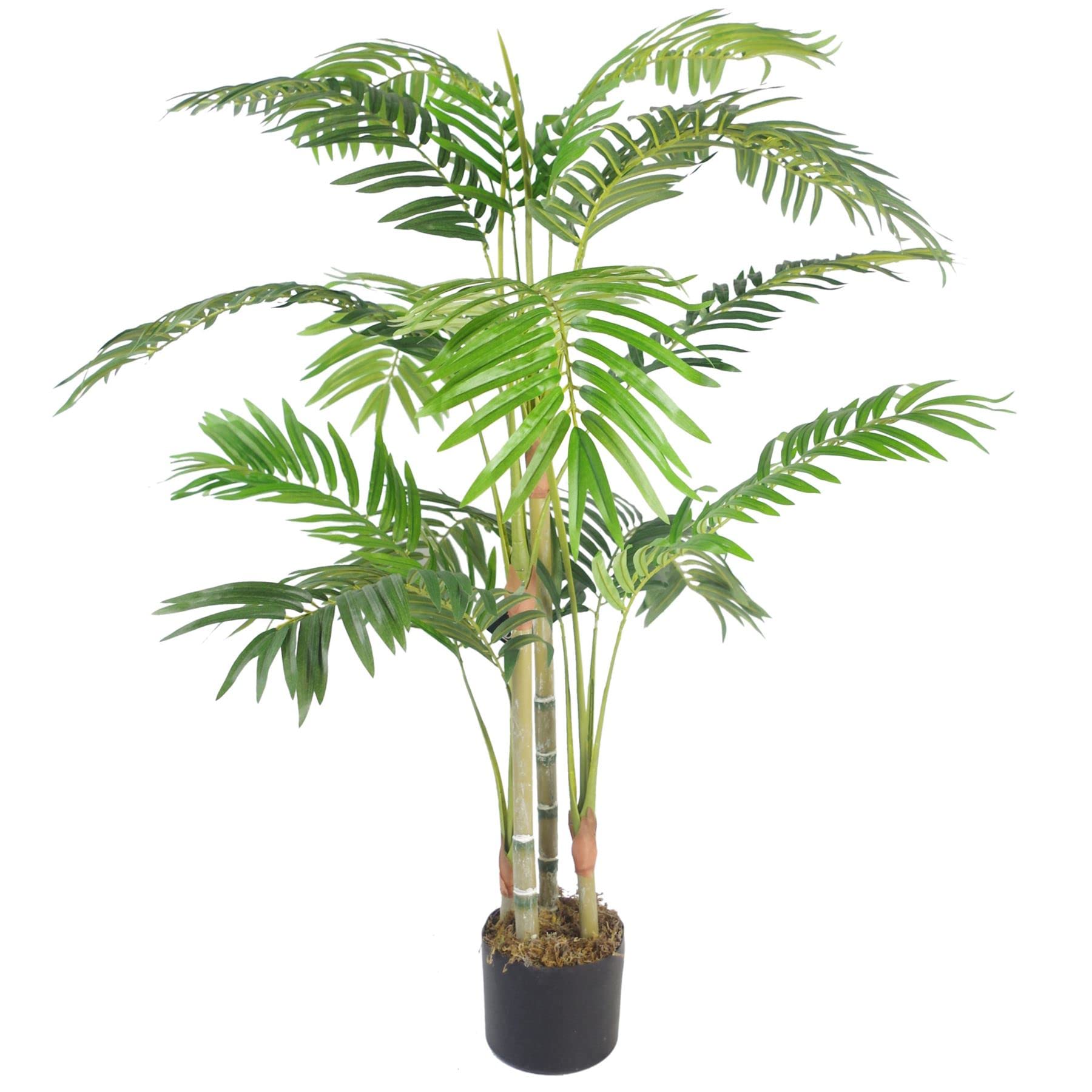 Leaf Areca Palm Artificial Tree - 120cm Green - Realistic Faux Plant with Pot
