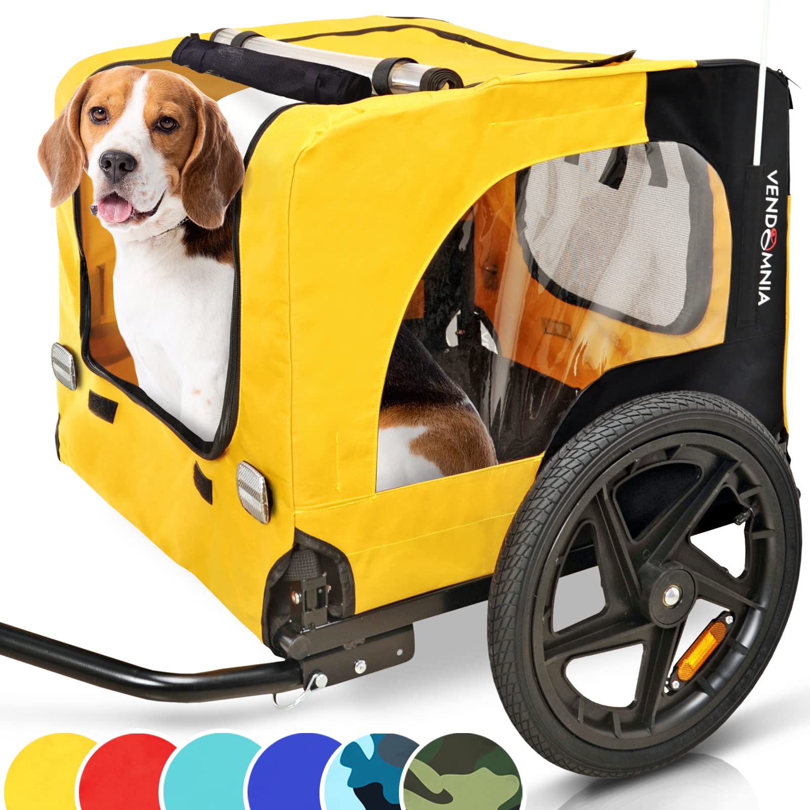 Rimorchio Bici per Cani, comprensivo di bandierina e Cinturino, Pieghevole e Facile da riporre nel Bagagliaio, Colori - Rosso, Sabbia, Verde Menta, Blu Viola, Blu Militare, Verde Militare