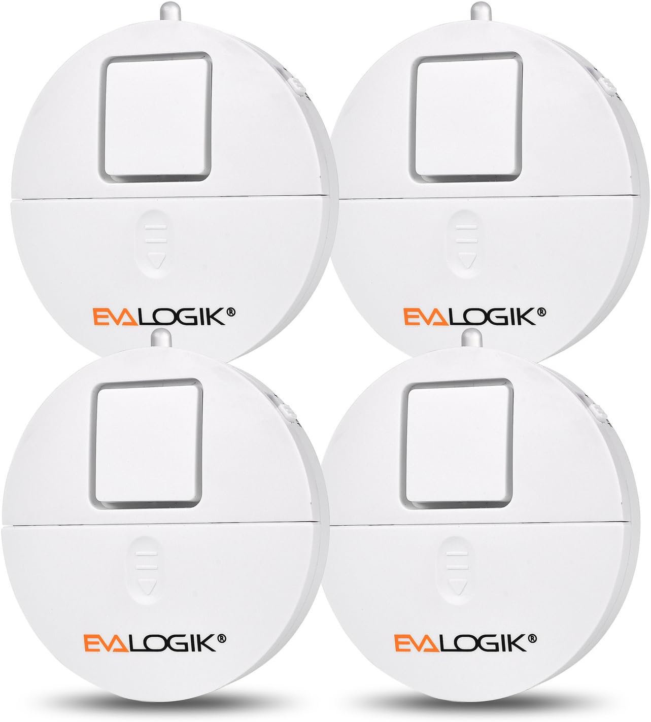 EVA LOGIK Modern Ultra-Thin Window Alarm with Loud 120dB Sound and Vibration Sensors Compatible with Virtually Any Window, Glass Break Alarm Perfect for Home, Office, Dorm Room- 4 Pack