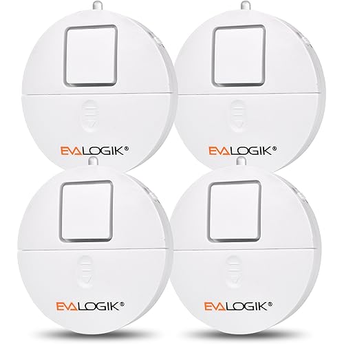 EVA LOGIK Modern Ultra-Thin Window Alarm with Loud 120dB Alarm and Vibration Sensors Compatible with Virtually Any Window, Glass Break Alarm Perfect for Home, Office, Dorm Room- 4 Pack
