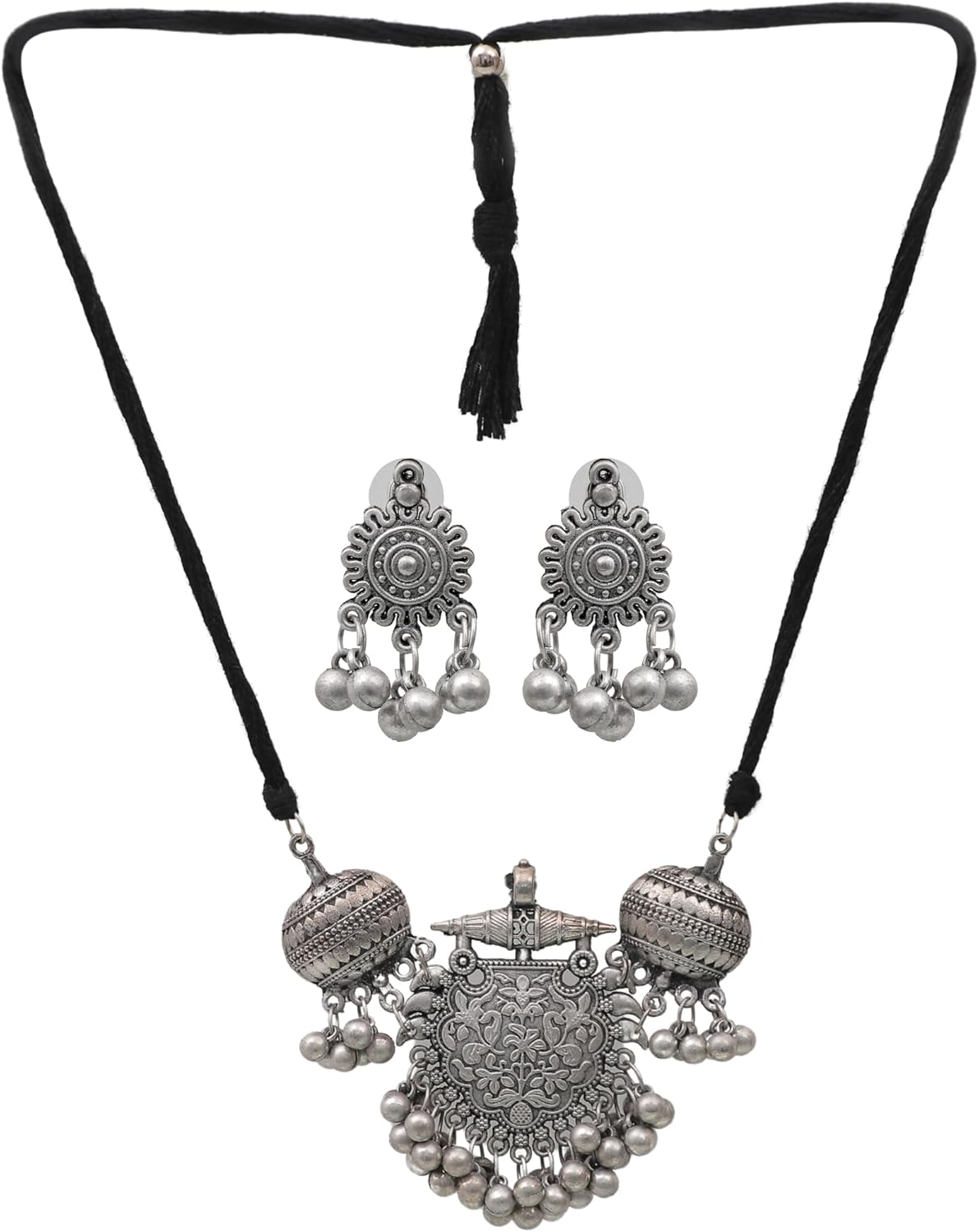 Statement Ethnic Afghani Indian Stylish Silver Oxidized Boho Gypsy Choker Necklace Jewelry - Image 4