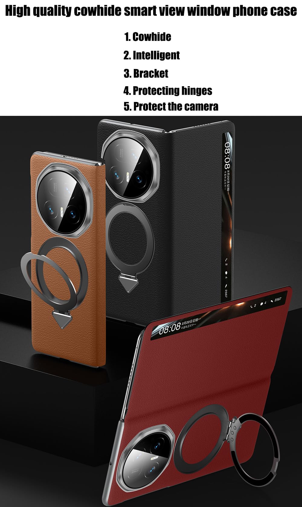Custodia Intelligente in Pelle per HONOR Magic V5. Chiusura Magnetica. Cover/Shell per Magic V 5