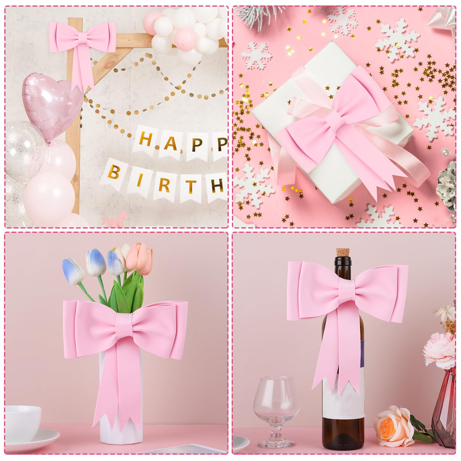 Fiocco Rosa Gigante Per Torta - Decorazione In EVA 20 Cm, Perfetto Per Compleanni, Matrimoni E Feste A Tema