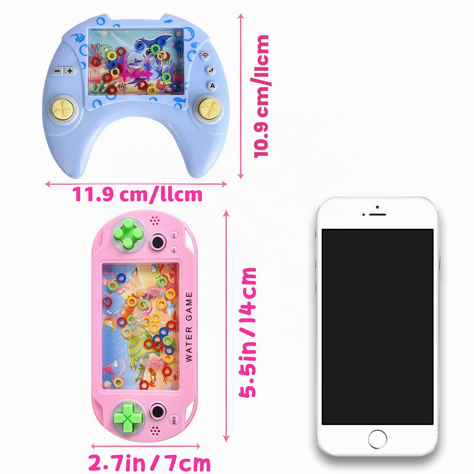 Herefun Mini Jeux d'Eau, 8 Pièces Flipper, Jeu Aquatique de Table Portable, Anneau pour Jouets de Plage, Idée Cadeau pour Enfants