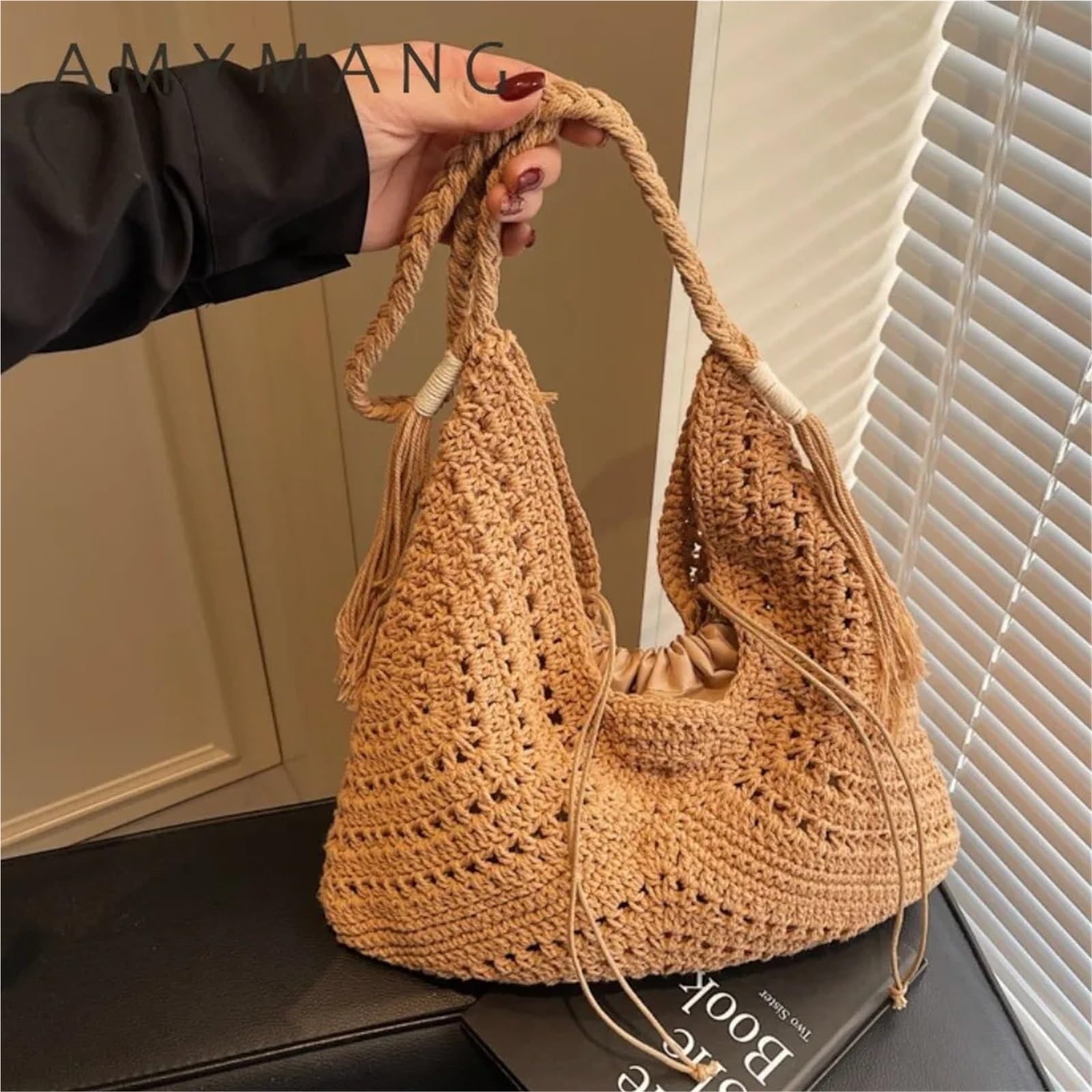 Bolsos de Paja Bolso de playa paja gran capacidad con un solo hombro for mujer, ideal for vacaciones verano en la y relajarse