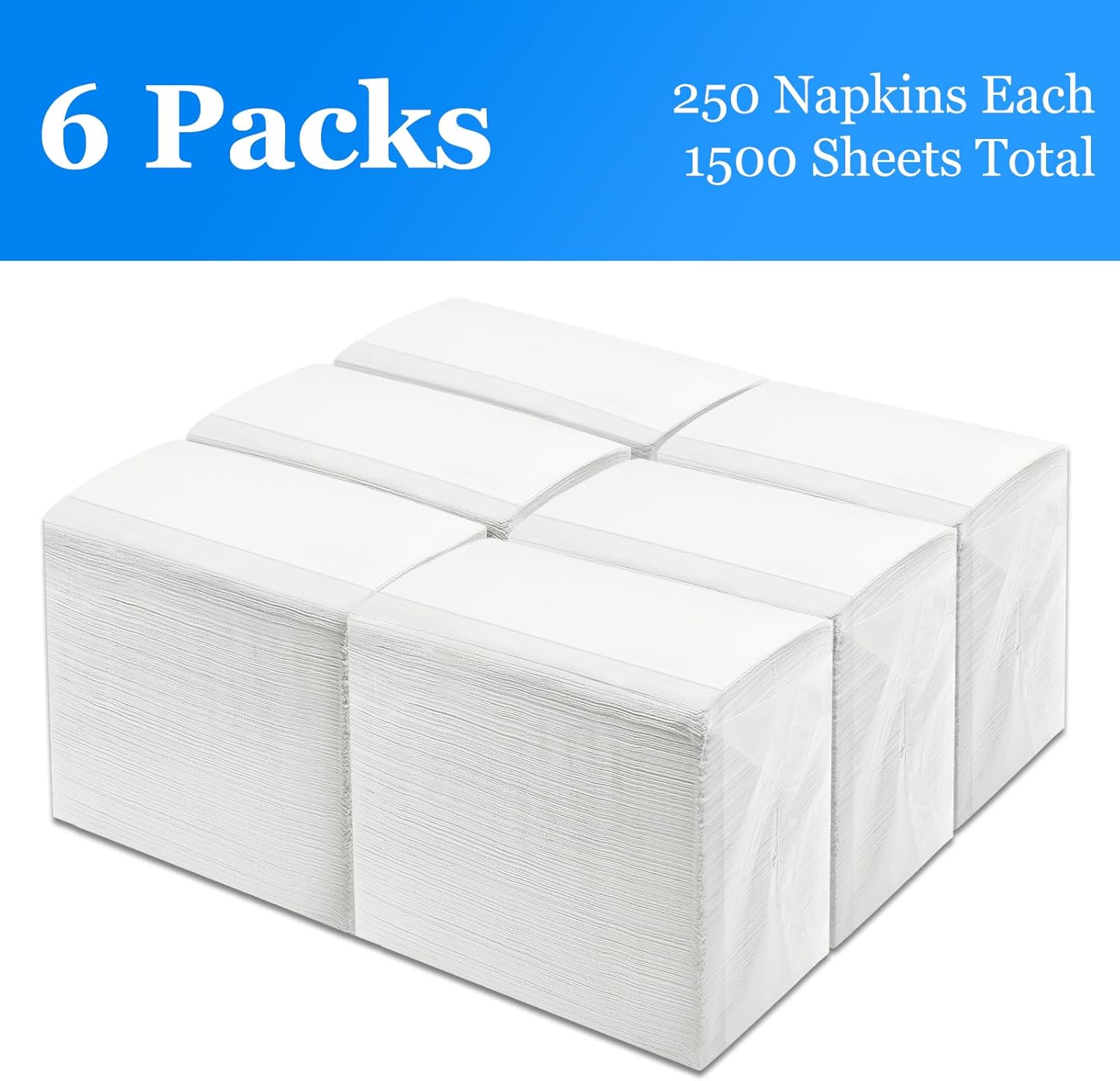 Disposable Fold Napkins, 13"x11.6" 1-Ply 1500 Count Paper Dinner Napkins, White Napkins Bulk for Restaurants and Cafes