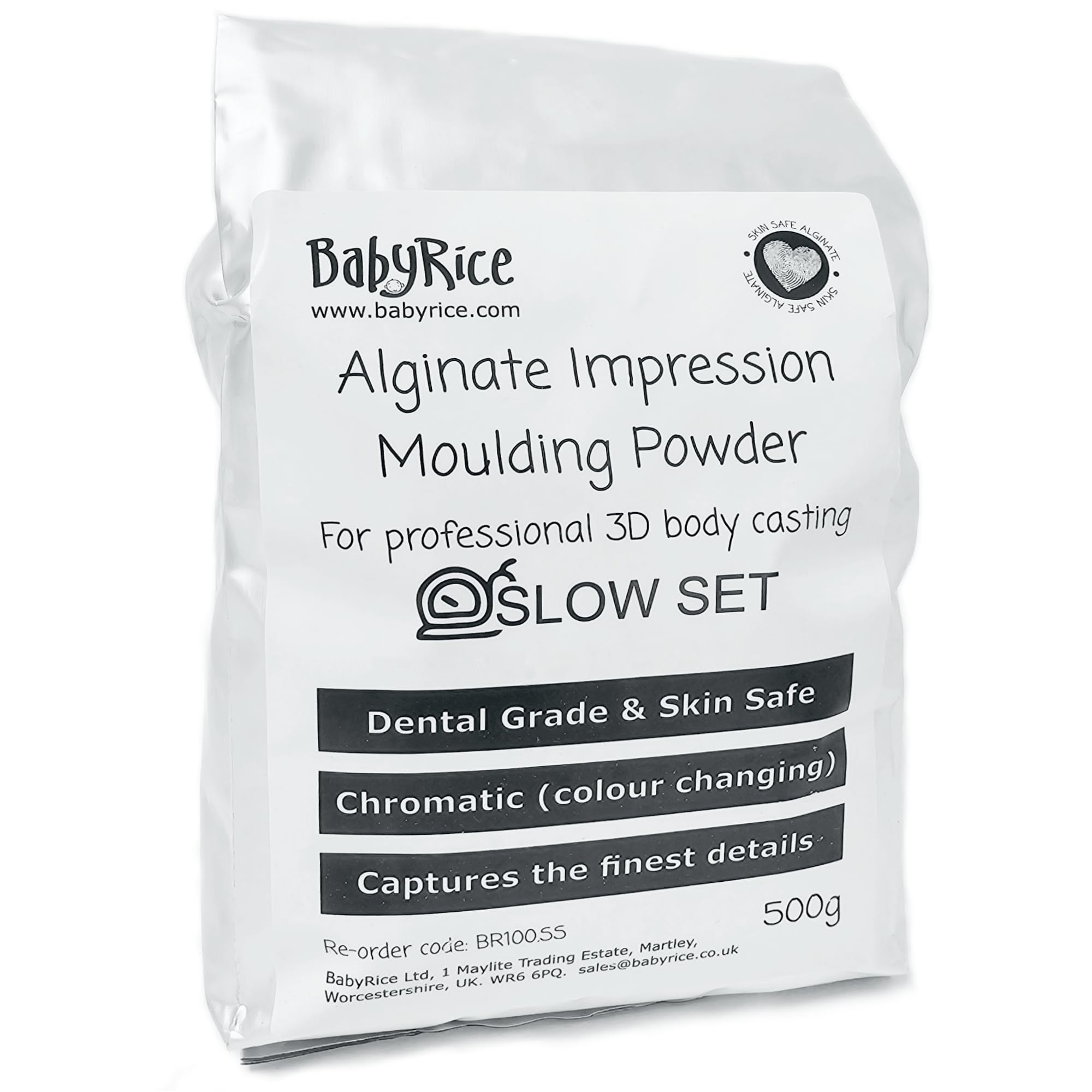 BabyRice Chromatic (Colour Change) Slow Set Alginate Impression Moulding Material Powder - just add Water (1, Kilograms)