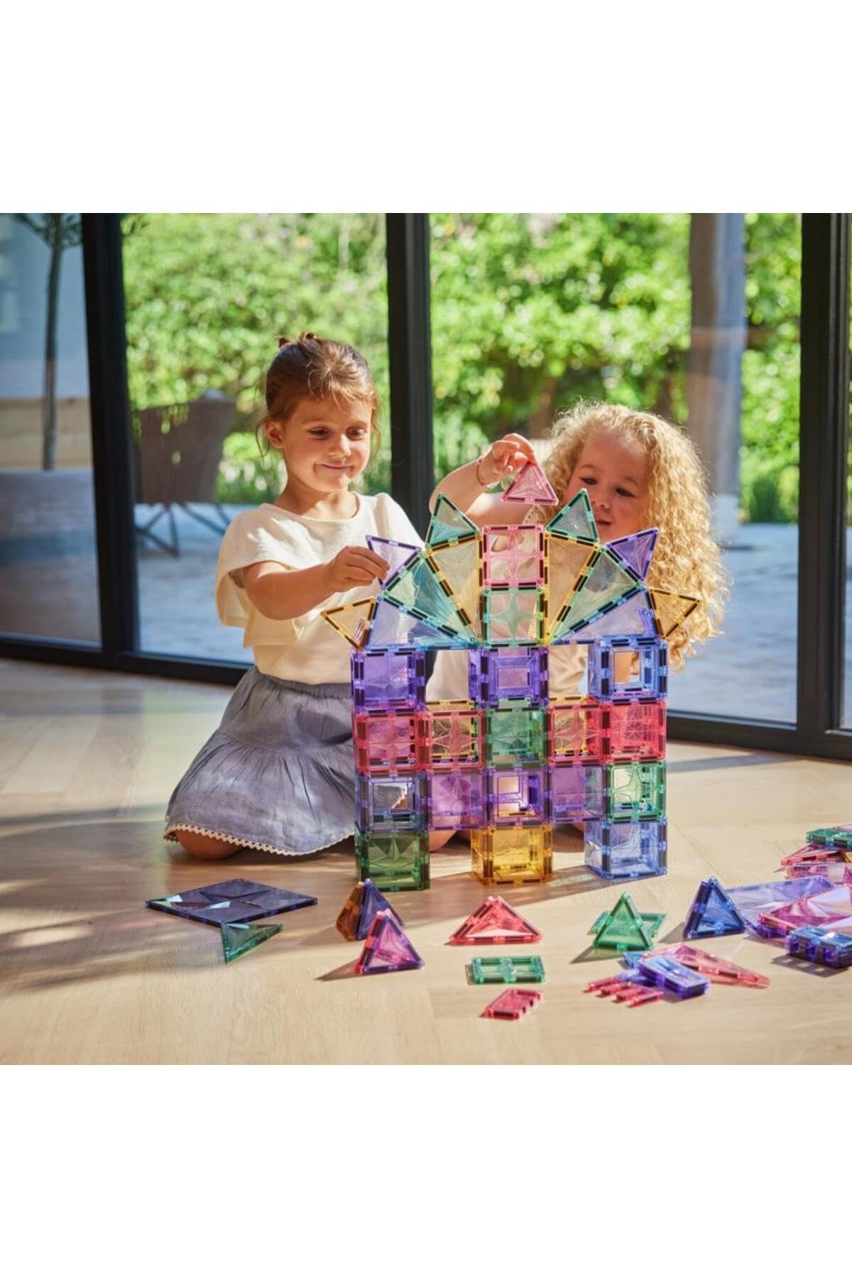 Großer Kreativ-Bausatz in Pastellfarben 125 Teile, großes Set, langlebiges Magnetspielzeug, Robustes Lernspielzeug, erweiterbare Sets, für Kinder ab 3 Jahren