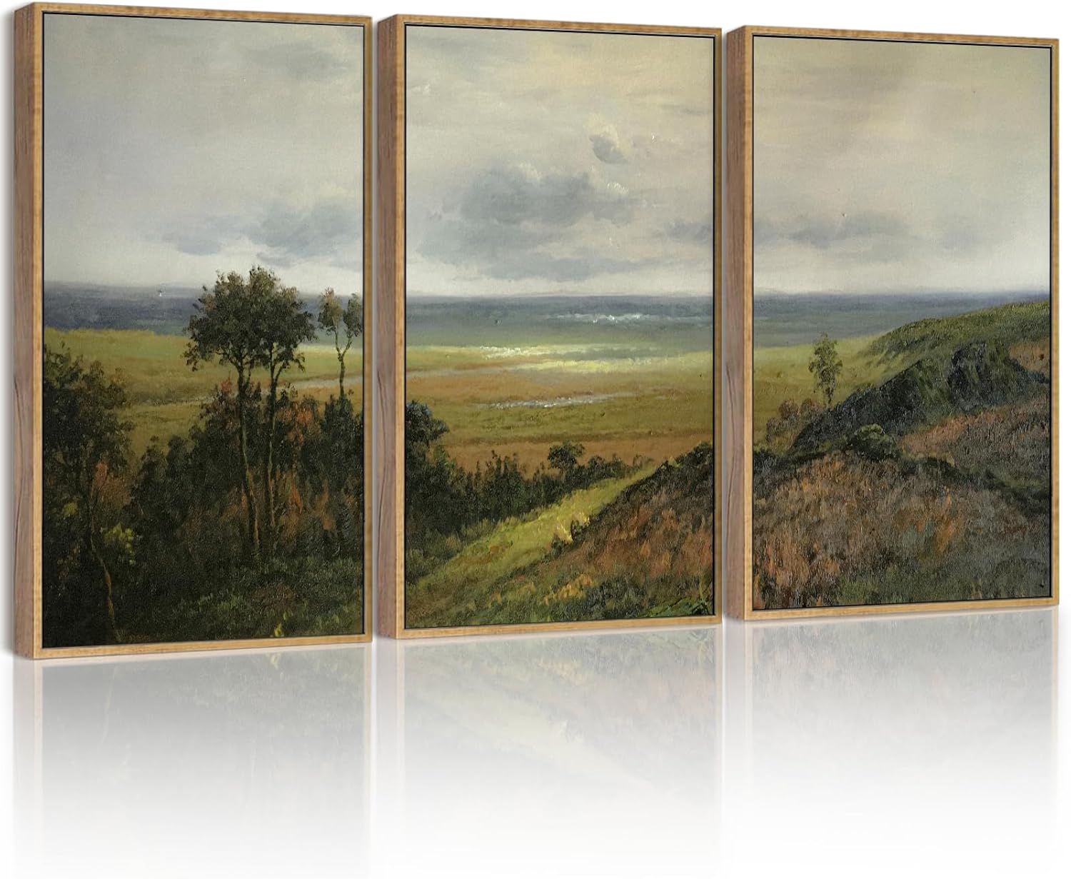 SHENIFY Extra Large Vintage Framed Wall Art Rustic Meadow Sea of Wildflower Field Landscape Painting Retro Floral Scenery Farmhouse Bedroom Above of Bed Living Room Decor - 24x36in3pcs Natural Framed SHENIFY Extra Large Vintage Framed Wall Art Rustic Meadow Sea of Wildflower Field Landscape Painting Retro Floral Scenery Farmhouse Bedroom Above of Bed Living Room Decor - 24x36in3pcs Natural Framed