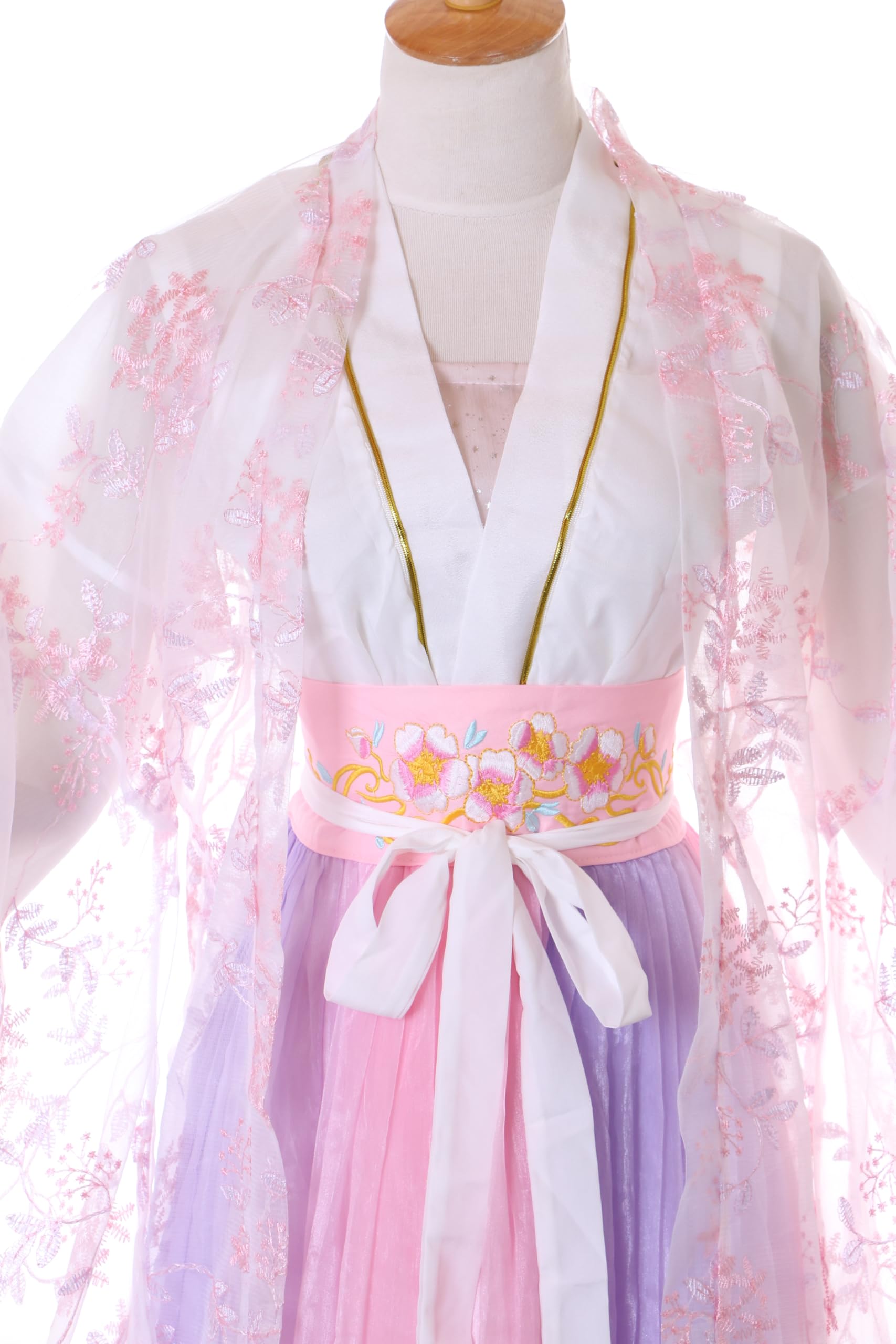 Kawaii-Story Han-016 Hanfu sukienka różowa, fioletowa, biała, tradycyjna, 4-częściowa, chińska, kostium cosplay, szata z haftem (Han-016 Hanfu, DE/NL/SE/PL, alfanumeryczna, M, regularna)