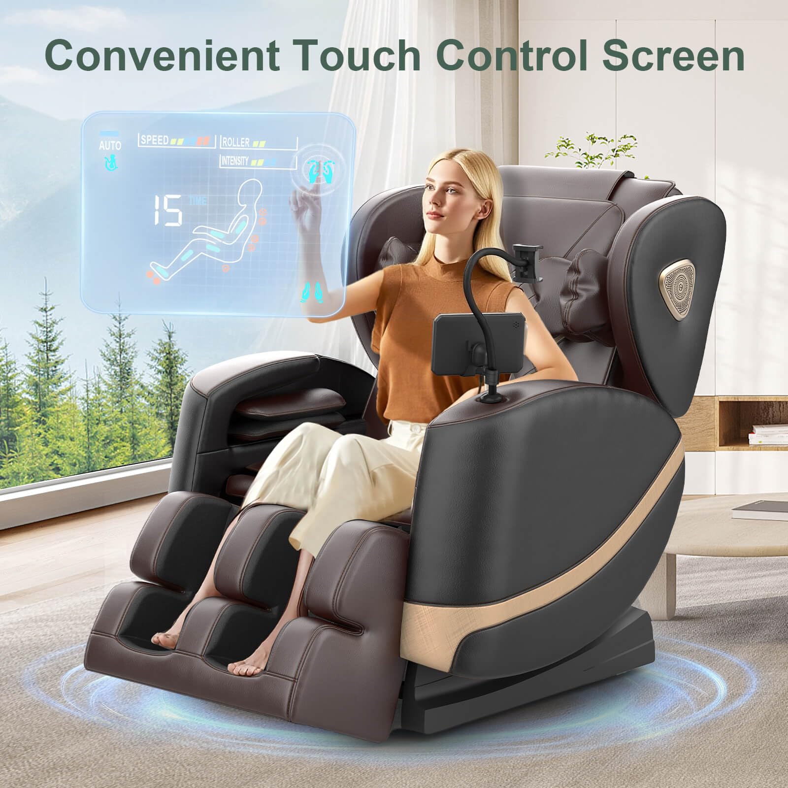 F FURNIMAT Massagesessel Ganzkörper, Zero Gravity Relaxsessel Massagestühle mit Taillen- und Beinheizung, Komfort-Airbags, Fußrollen, 10 Massagerollen, Bluetooth-Lautsprecher, Fernbedienung