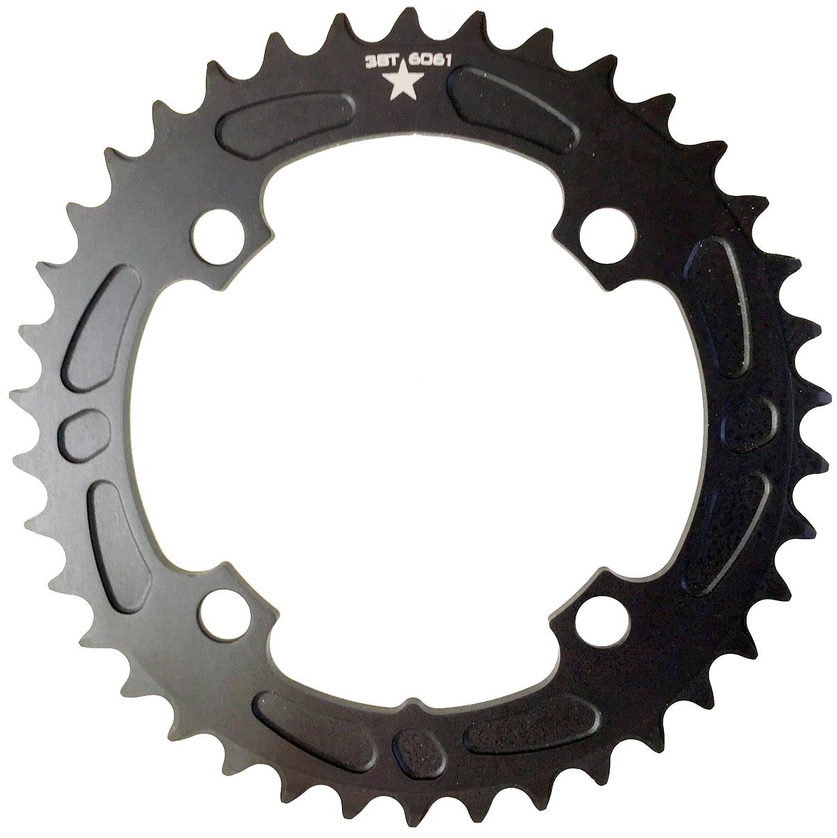 104mm BCD (38T) 4-Bolt SHARKTOOTH Narrow Wide Mountain Chainring-Aircraft Aluminum Alloy- Made in USA