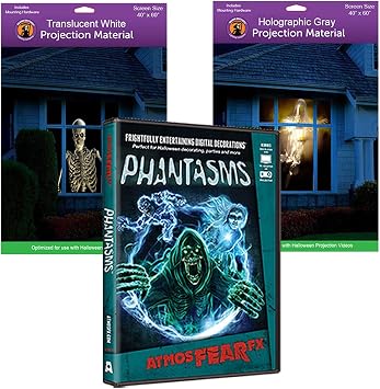 AtmosFEARfx Phantasms Halloween Digital Decoration DVD with Holographic Window + Reaper Bros Window Projection Screens