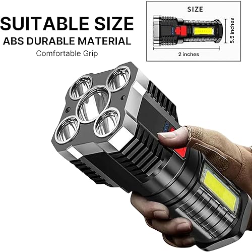 Miniatura 2 de TetraBeam Linterna táctica recargable con tecnología avanzada COB LED  Linternas recargables USB, luz de trabajo resistente al agua, 3 ajustes de