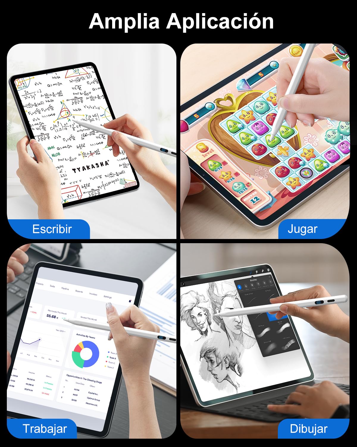 MEKO Lápiz iPad con Pantalla LED de Nivel de Batería, Lápiz Universal para iPad y Samsung/Huawei/Lenovo/Xiaomi, Lápiz Táctil Magnético para iPhone, Android y Dispositivos con Sistema Harmony OS