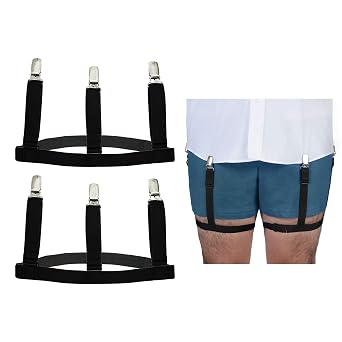 Comfy Clothiers Unisex Comfy Deluxe Shirt Stays Garters Black, 1-Pair