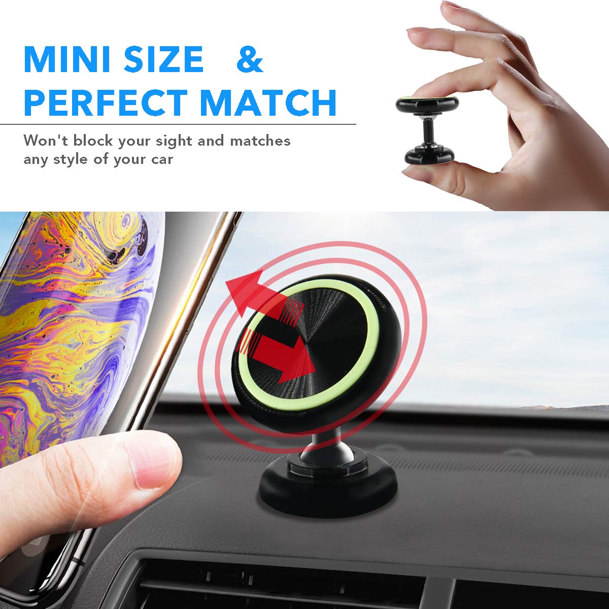 Anker Supporto Magnetico Universale da Auto - Supporto Porta Cellulare Ultra Compatto per iPhone X / 8/8 Plus / 7/7 Plus / 6s / Samsung Galaxy S8 / S7 / S6 e Altri.