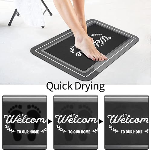 Miniatura 5 de Siyurongg Tapete de baño de secado rápido, súper absorbente de agua, tierra de diatomeas, antideslizante, con parte trasera de goma fina, para baño,