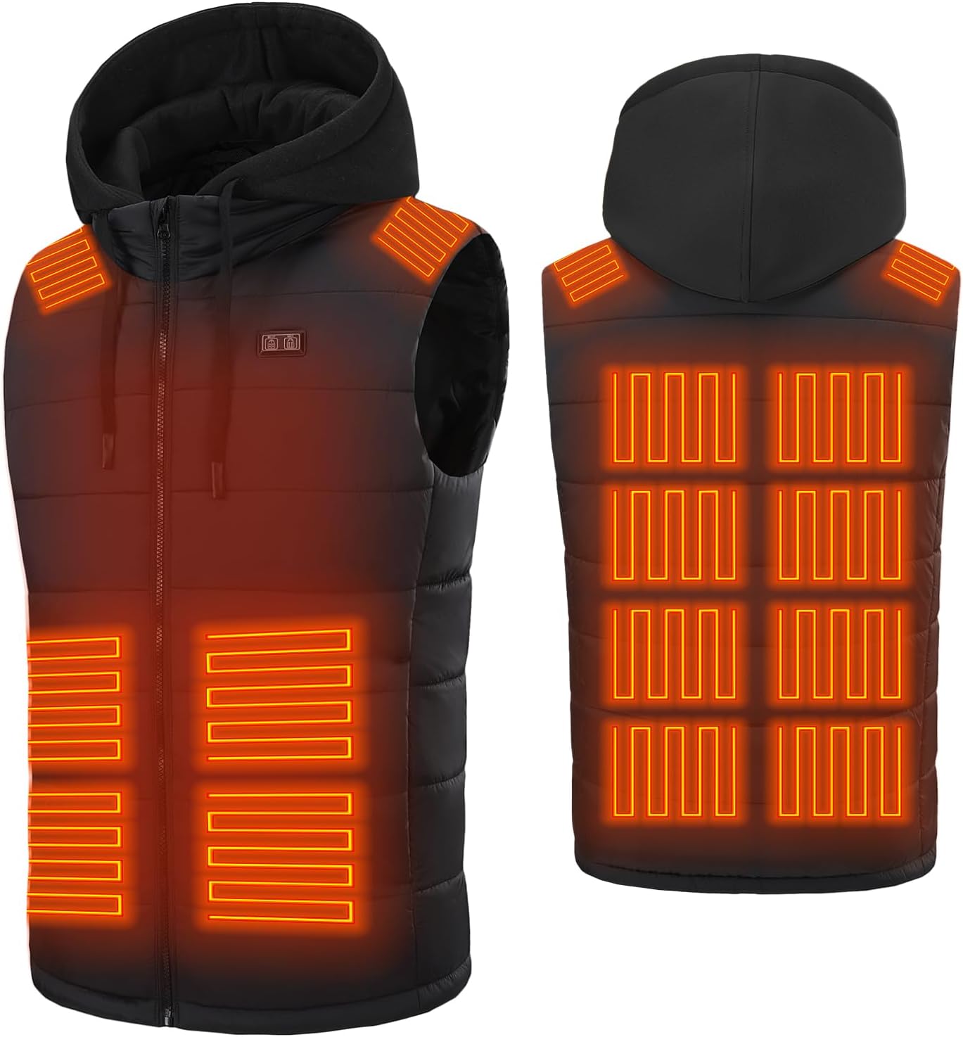 Heated Vest for Men, Dual Control Lightweight Electric Heated Vest with Detachable Hood, Battery Not Included, 4XL