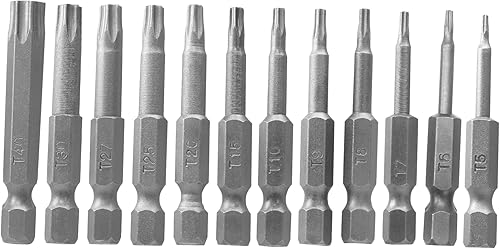PHITUODA Juego de puntas de destornillador de seguridad Torx de 12 piezas, vástago hexagonal 14, juego de destornilladores magnéticos de 2 pulgadas