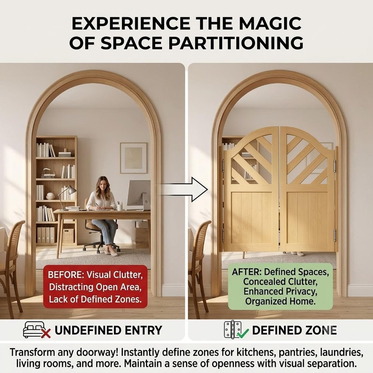 Puerta de Batientes de Salón Puerta Abatible de Madera Maciza para Interior