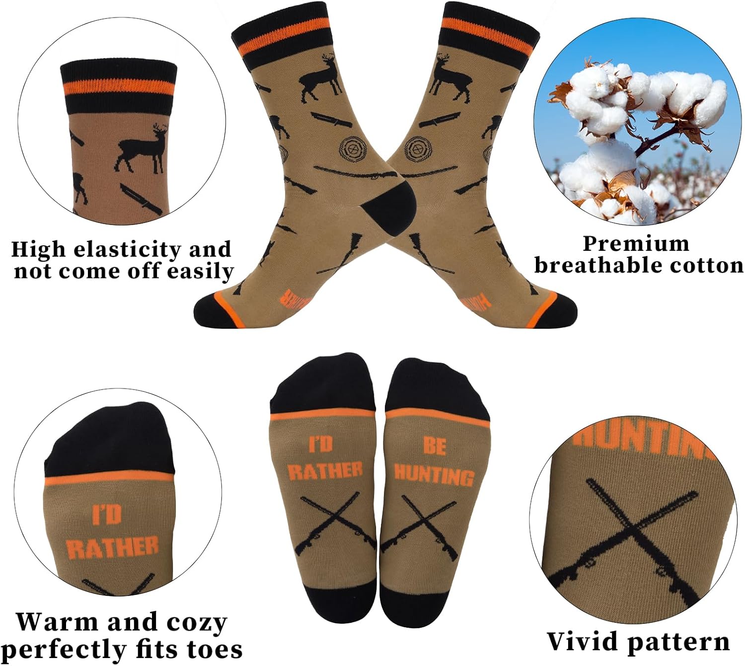GOAUS Fishing Hunting Camping Gifts Funny Hat and Socks, Gifts for Men Boys Dad Son Husband Boyfriend Grandpa - Image 3
