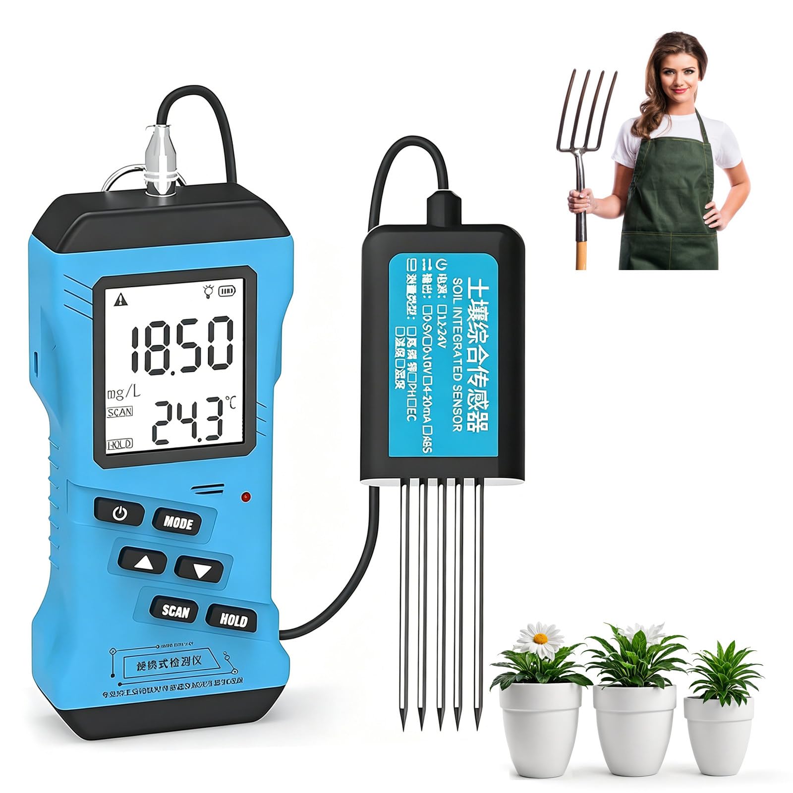Tester del PH del Terreno, sensore umidità Terreno, precisione Laboratorio, Alta sensibilità, Impermeabile, Facile da Usare, per aziende agricole e Uso Interno/Esterno, Risparmio Economico