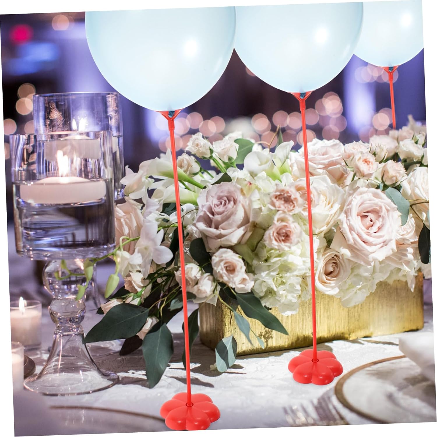 Vaguelly 50pcs Balloon Holders Base Sticks for Table Top Decorations at Weddings Birthdays and Parties Easy to Assemble for Foil and Balloons