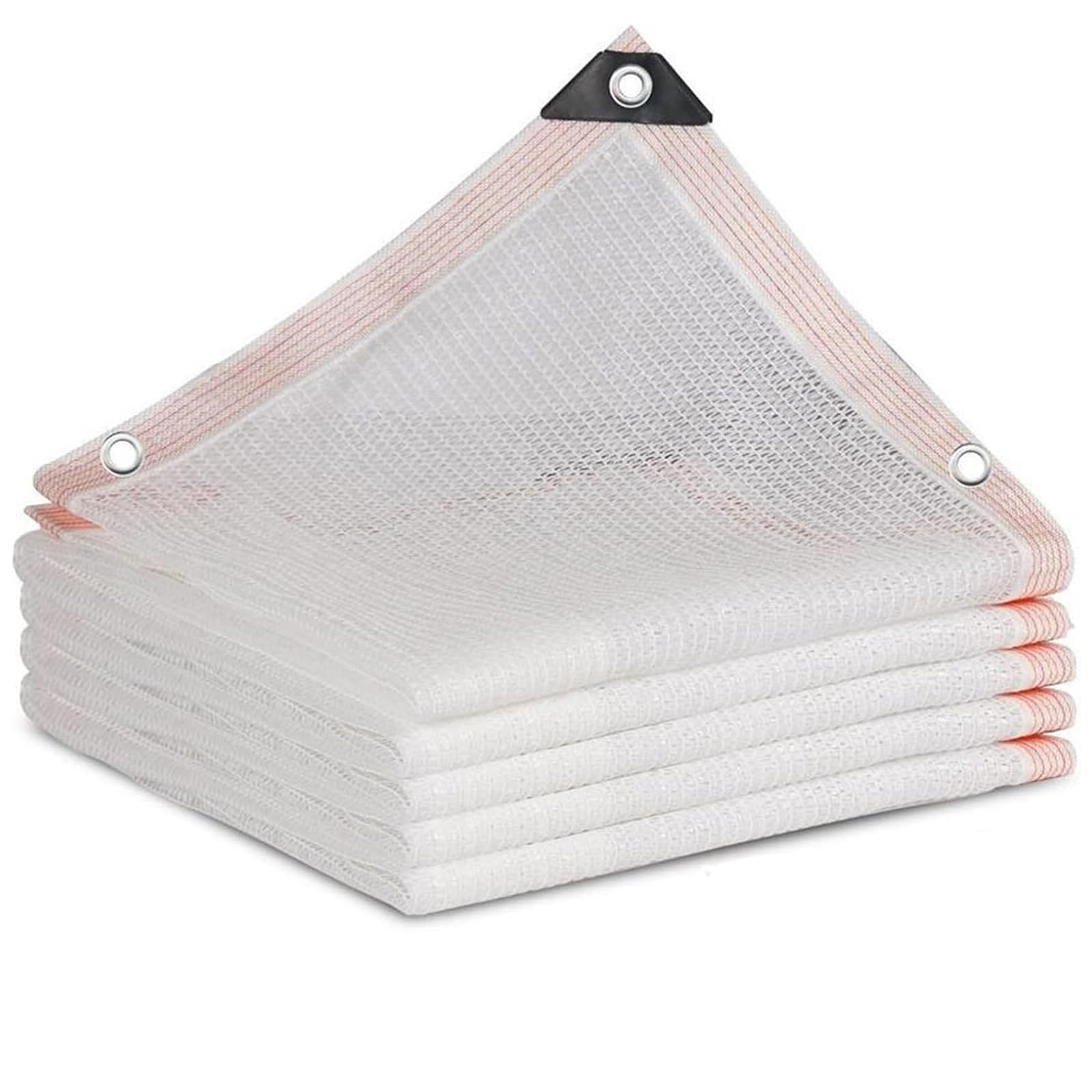 Weißes E-Netz, 55 % – atmungsaktives Outdoor-Baldachin mit Ösen und Seil, ideal für Gewächshäuser, Gartenpflanzen, Terrassen, Terrassen und Hühner (5 x 10 m)