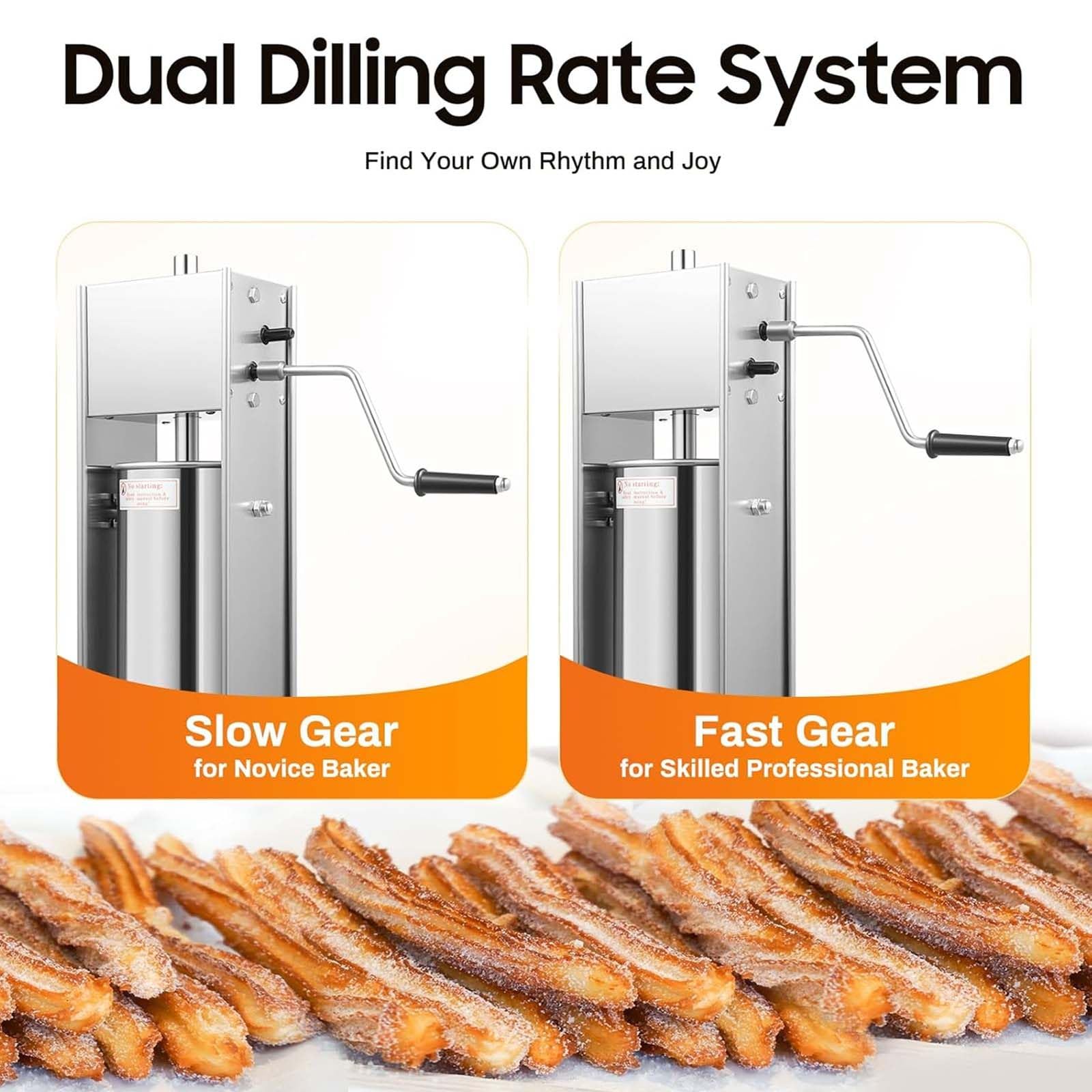 Machine à Churros Professionnelle, 5 L, En Acier Inoxydable, Pour La Fabrication De Churros Et Donuts Espagnols, Robuste, Verticale De Comptoir, Double Vitesse, Avec 4 Buses
