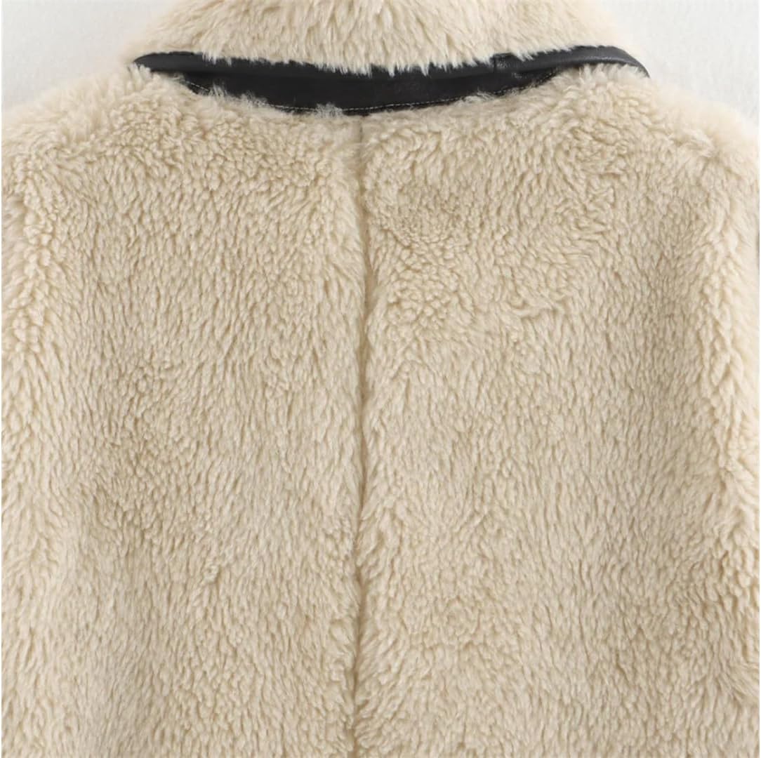 Women's Big Collar Integrated Plush Coat Autumn Winter Solid Color Long Sleeve Warm Jacket