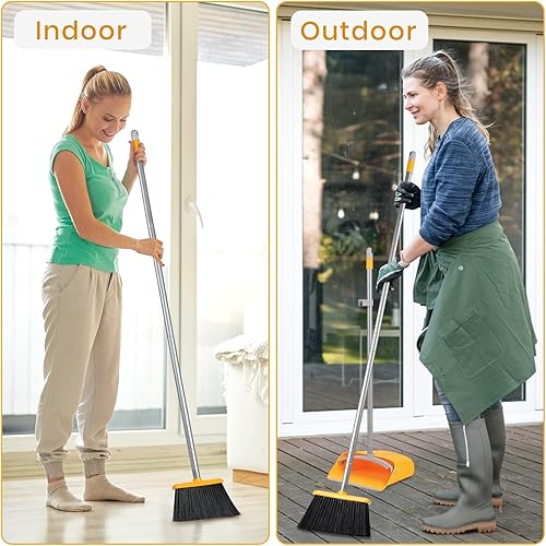 Miniatura 9 de Escobilla para el polvo y escoba Combo de limpieza con mango largo de 54 pulgadas para la cocina de la casa oficina sala vestíbulo uso para piso