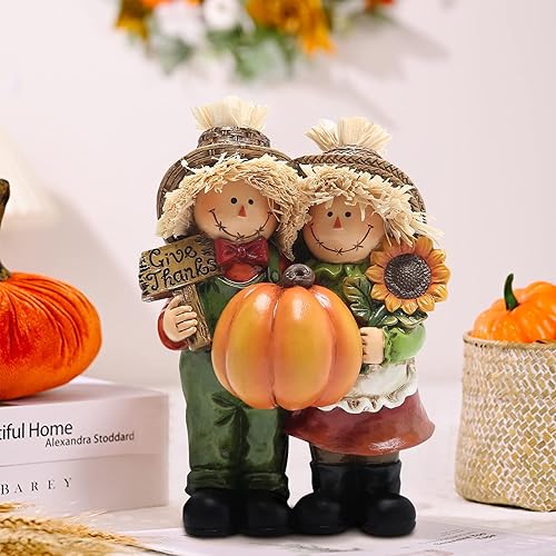 Miniatura 5 de Hodao 2 piezas de decoración de espantapájaros de otoño de Acción de Gracias, espantapájaros de cosecha de otoño, calabaza, decoración para otoño,