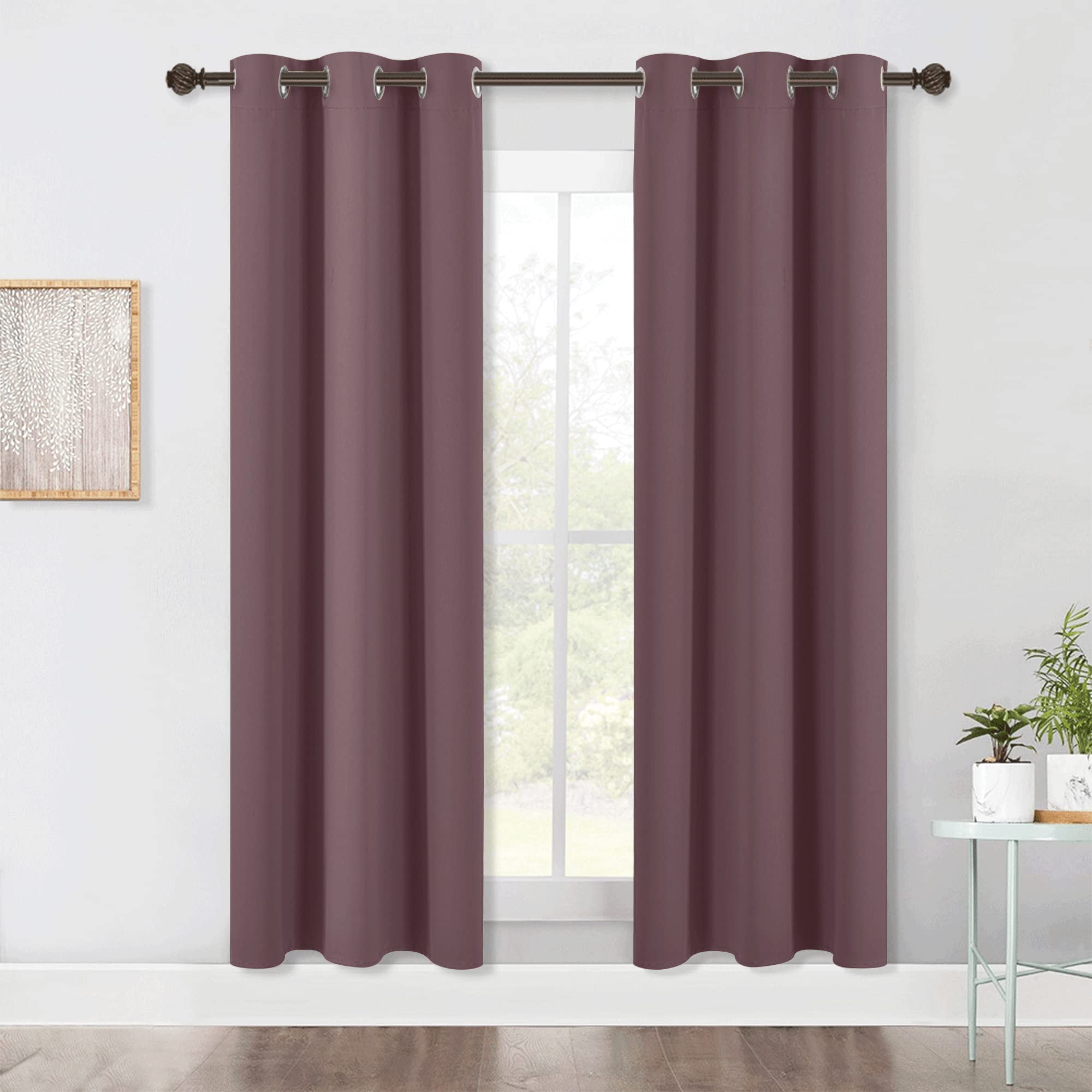NICETOWN Modern Blackout Curtains Noise Reducing, Thermal Insulated and Privacy Room Darkening Drape Panels for Boy's Guest Room Door Window (Dry Rose, 2 Panels, W42 x L72 -Inch)