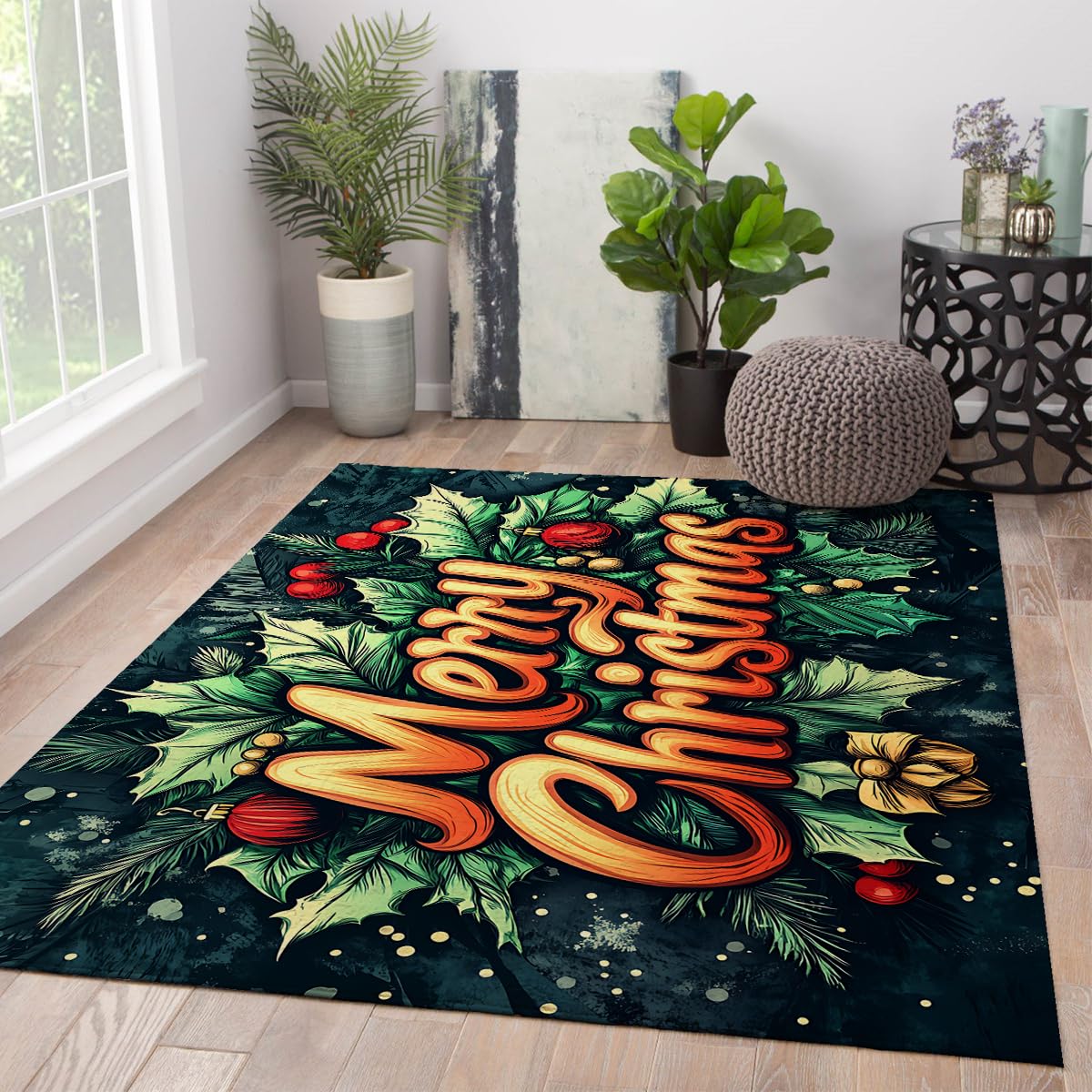 Tapis de Noël grand format anti-glisse et lavable pour toute la maison